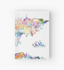 world map collage 4 Hardcover Journal