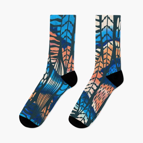 Artikelvorschau, Blätter blau orange entworfen und verkauft von amagaclothing.