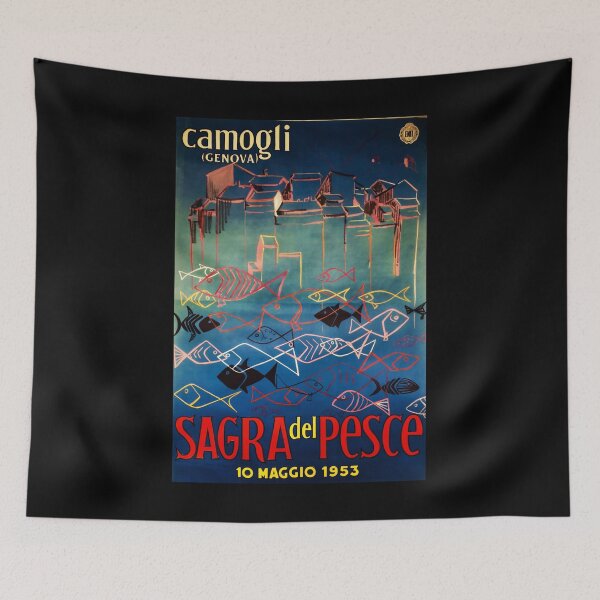 Item preview, Sagra del Pesce retro poster designed and sold by CorasPosters.