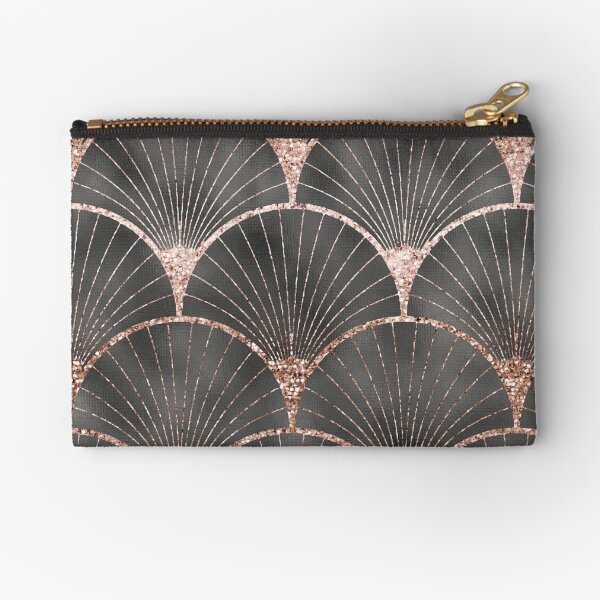 Item preview, Art Deco elegance - rose gold & steel grey fan designed and sold by RoseAesthetic.