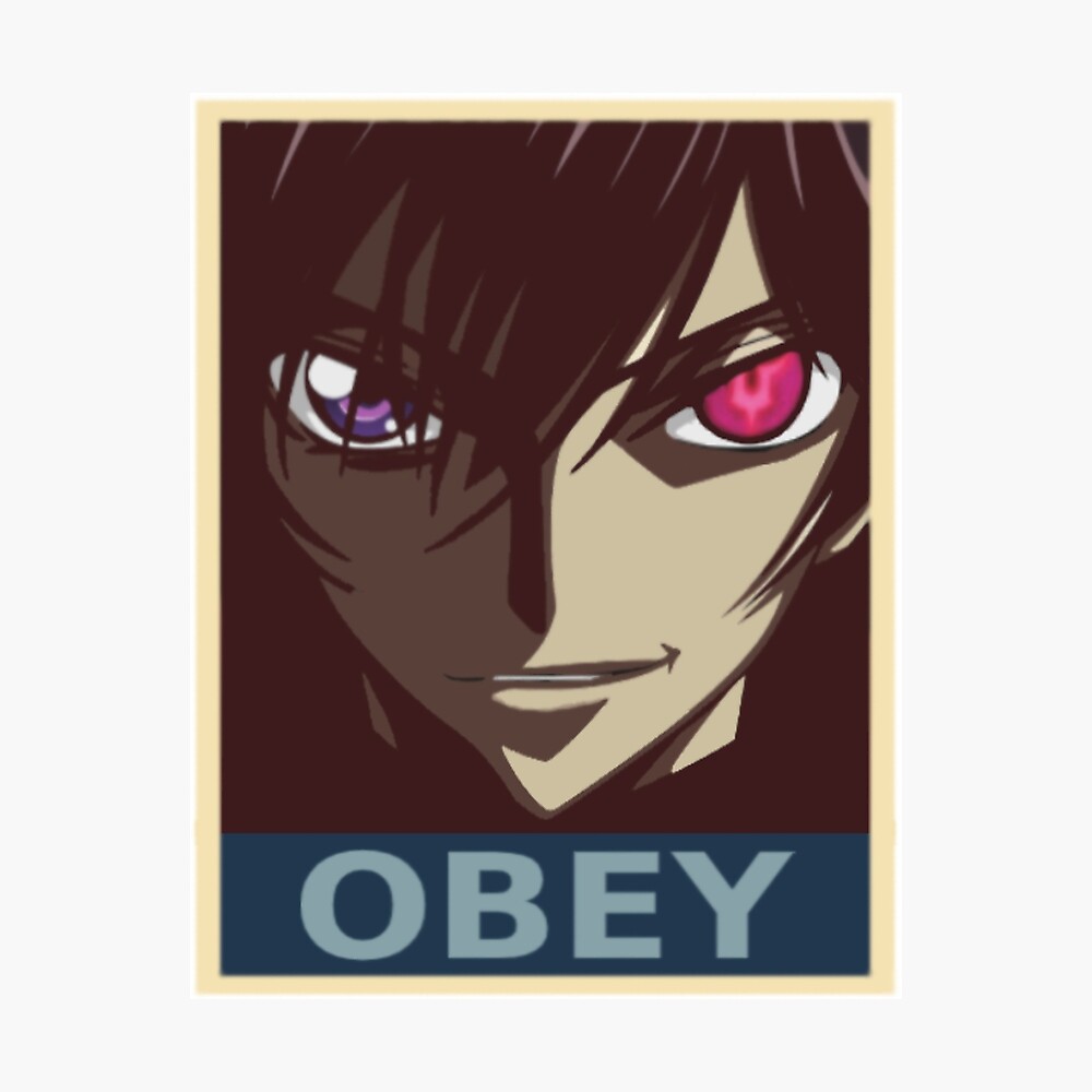 Code Geass Lelouch Obey Poster By Mickweewee Redbubble