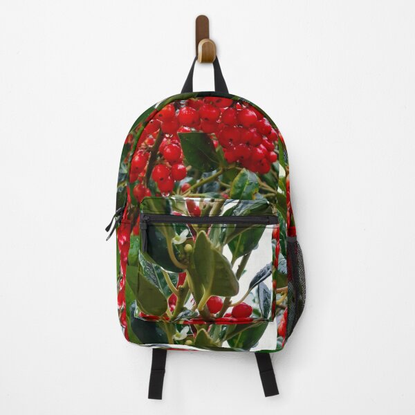 Item preview, red berries with green leaves and raindrops designed and sold by Emma Amies.