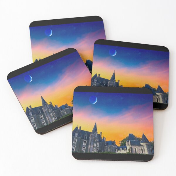 Item preview,  France Travel Photography, Chateau de Cerisay With Moon And Sunset, Aesthetic  designed and sold by Lizzie May.