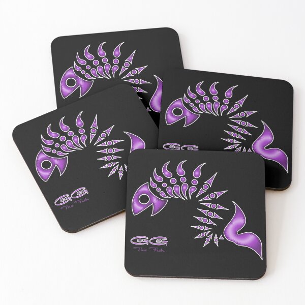 Item preview, GoGo The Fish - Ultraviolet on Black with White Outline by Amanda M Lucas designed and sold by Amanda Lucas.
