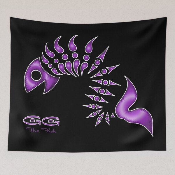 Item preview, GoGo The Fish - Ultraviolet on Black with White Outline by Amanda M Lucas designed and sold by Amanda Lucas.