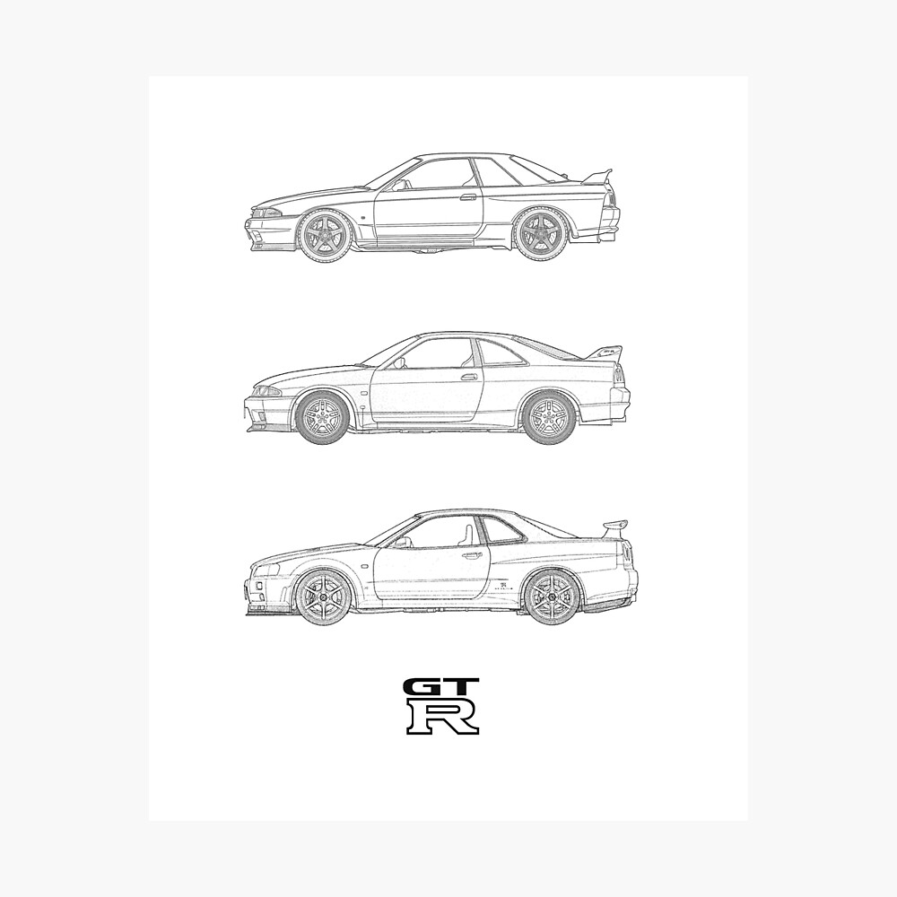 Nissan Skyline Gt R Gtr Blueprint R32 R33 R34 Poster By Lagane Redbubble