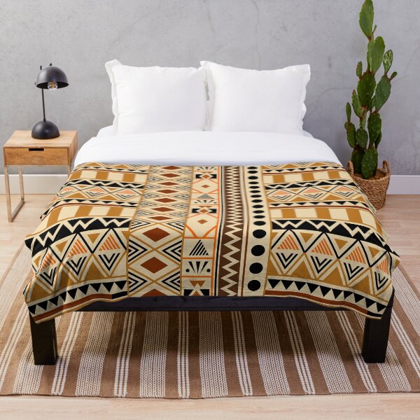 Geometric African Tribal Pattern Throw Blanket