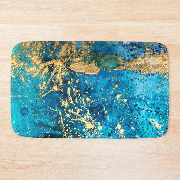 Item preview, Bright gold and turquoise abstract designed and sold by Jenie Yolland.