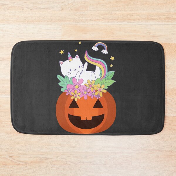 Item preview, Cute Cat Unicorn with flowers and Pumpkin Halloween designed and sold by siddeshpansare.