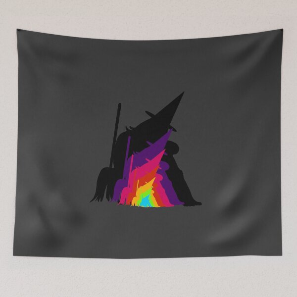 Item preview, Halloween sensual sitting witch rainbow silhouette designed and sold by BV-creas.