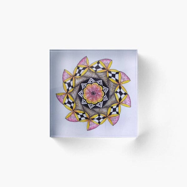 Flower Time Mandala Acrylic Block