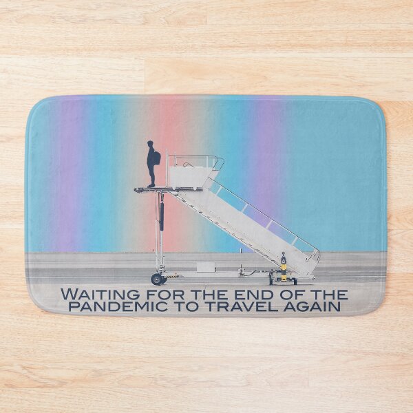 Item preview, Waiting for the end of the pandemic to travel again, person waiting on a boarding staircase designed and sold by Aura-E.