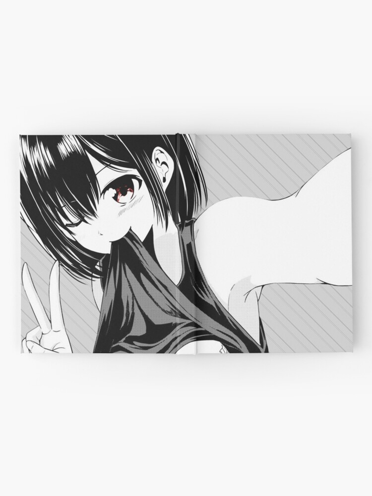 Cuaderno De Tapa Dura Waifu Material Japones Hentai Manga Lewd Estetica Vaporwave Anime Selfie Peace Girl De Doki4doki Redbubble