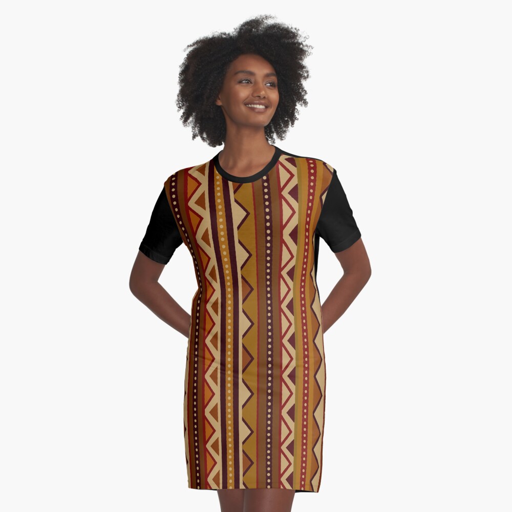 African border Graphic T-Shirt Dress