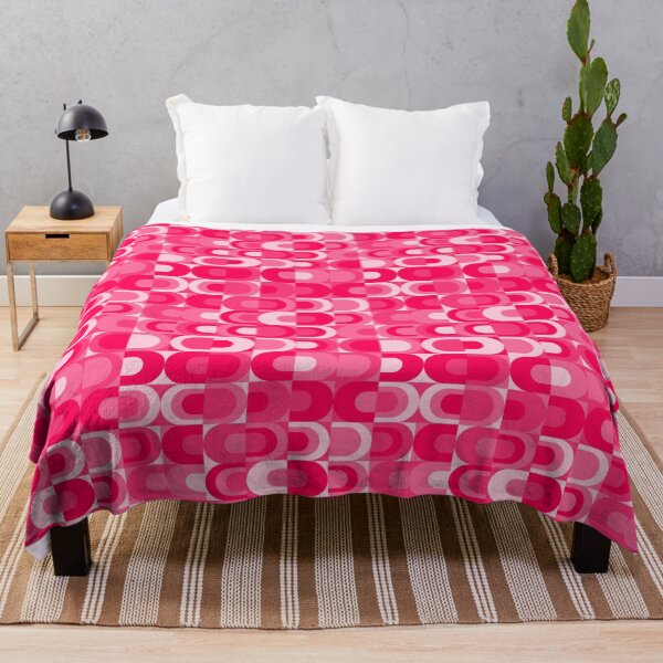 70s Pattern Retro Industrial Pink Collection Throw Blanket