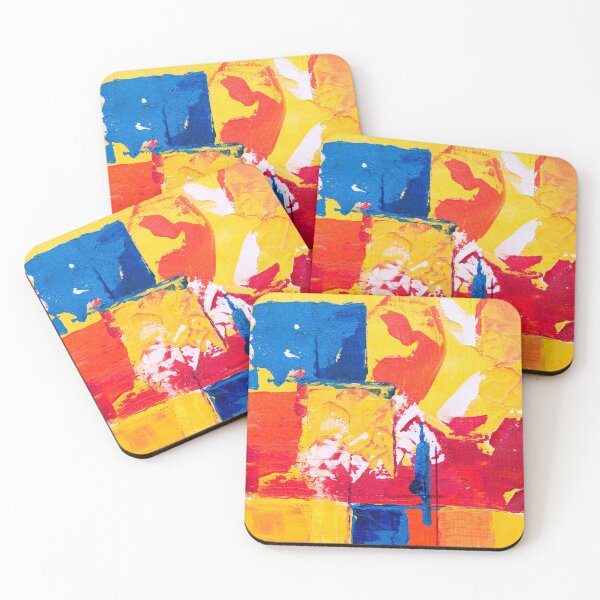 Item preview, 1980s Yellow Navy Blue Orange Abstract  designed and sold by IamTrending.