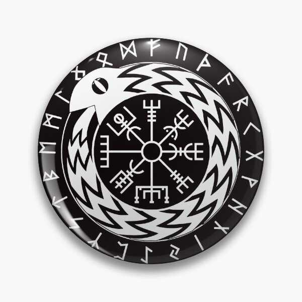 Item preview, Norse Mythology Jormungandr Vegvisir with Runes designed and sold by QuriousAlexis.