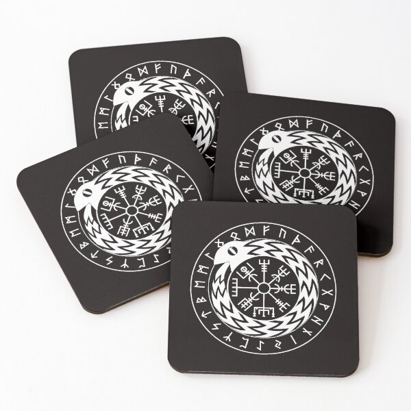 Item preview, Norse Mythology Jormungandr Vegvisir with Runes designed and sold by QuriousAlexis.