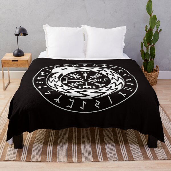 Item preview, Norse Mythology Jormungandr Vegvisir with Runes designed and sold by QuriousAlexis.