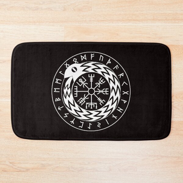 Item preview, Norse Mythology Jormungandr Vegvisir with Runes designed and sold by QuriousAlexis.