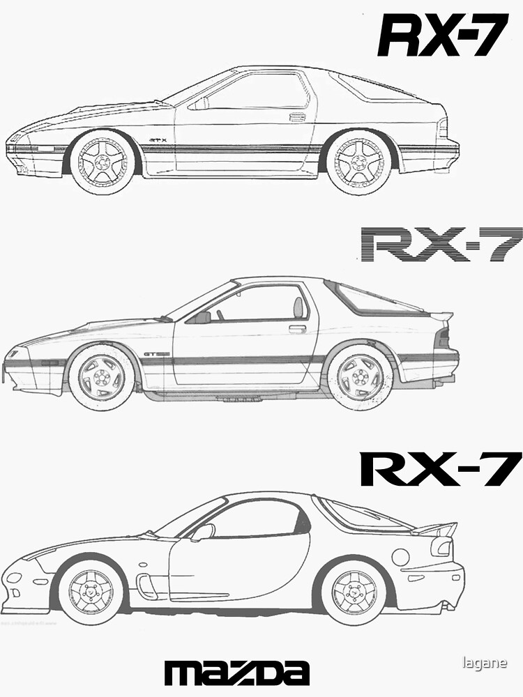 Pegatina «Plano RX-7 (FB, FC, FD)» de lagane | Redbubble