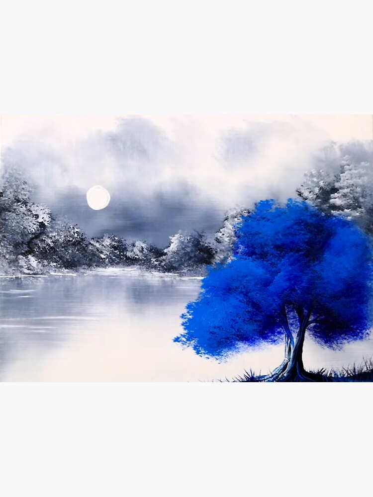 "Blue Tree Black and White Landscape" Sticker by thesecretstore Redbubble
