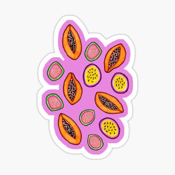 Tropical Papaya, Guava and Passion Fruit Pattern Sticker