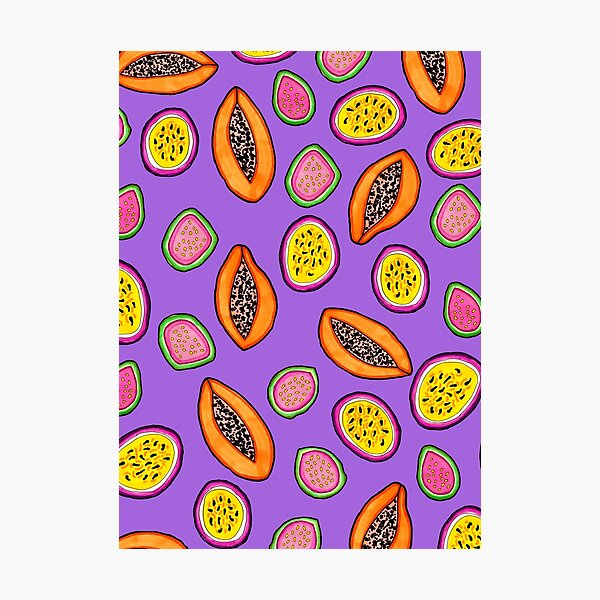 Tropical Papaya, Guava and Passion Fruit Pattern Photographic Print