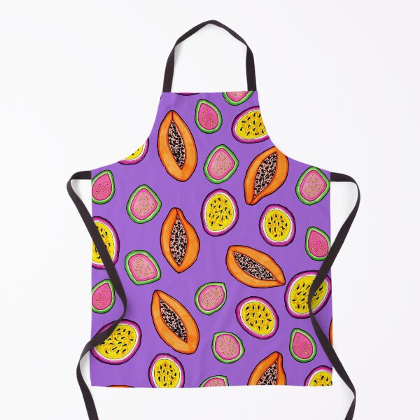 Vista previa del artículo con la obra «Patrón de papaya tropical, guayaba y maracuyá», diseñado y vendido por Harriet Linton.