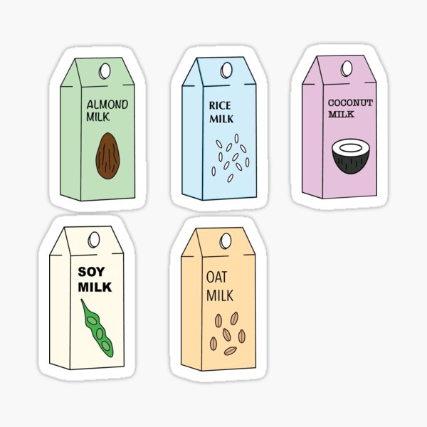 Almond, Coconut, Soy, Oat and Rice Milk sticker pack Sticker