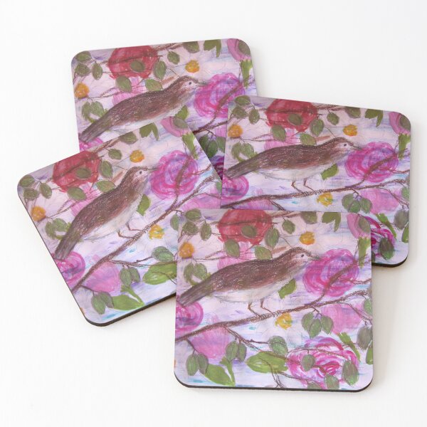 Item preview, Pájaro sobre floristerías rosas y blancas designed and sold by Frances  Smith.