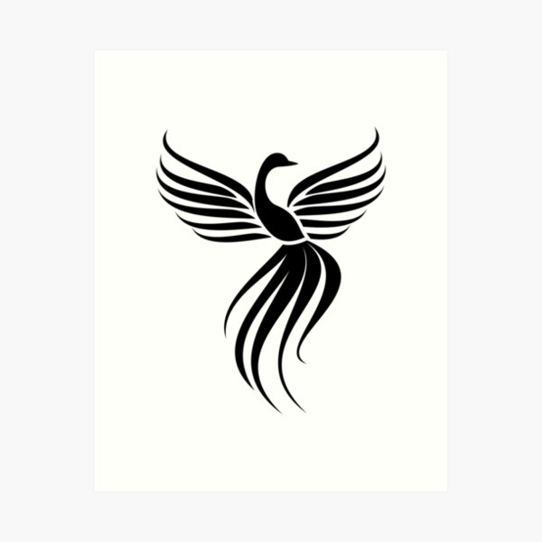 Phoenix Logo Light Black & White Wall Art. Phoenix Black And White