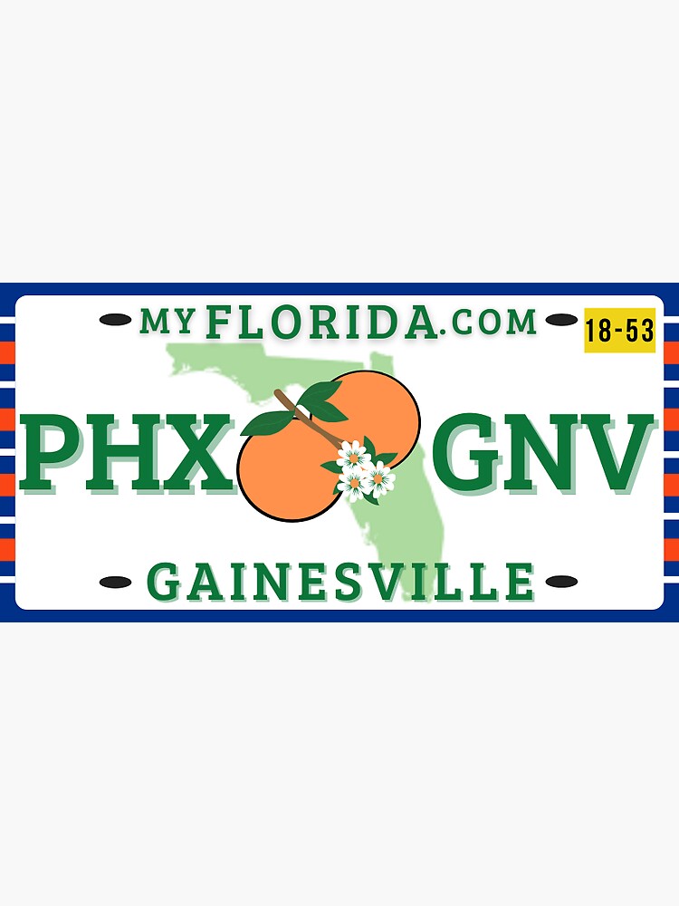 "Phoenix to Gainesville License Plate " Sticker for Sale by Redbubble