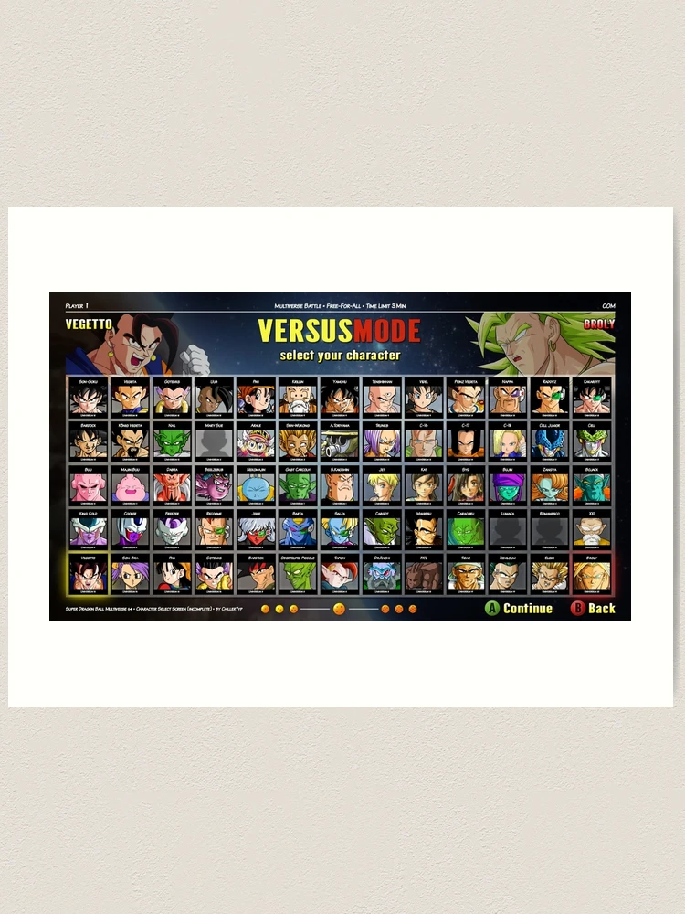 DB Multiverse Character Select Screen Sticker by ChillerTyp