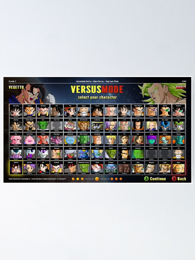 DB Multiverse Character Select Screen Poster by ChillerTyp