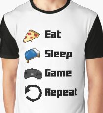 Eat, Sleep, Game, Repeat! 8bit Graphic T-Shirt