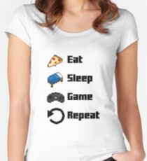 Eat, Sleep, Game, Repeat! 8bit Women's Fitted Scoop T-Shirt
