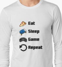 Eat, Sleep, Game, Repeat! 8bit Long Sleeve T-Shirt