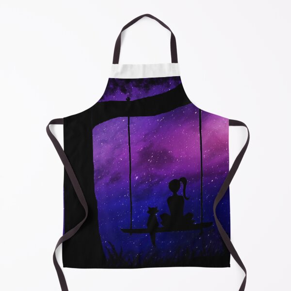 Item preview, Galaxy night sky with girl and her cat designed and sold by IamSabari.