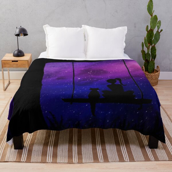 Item preview, Galaxy night sky with girl and her cat designed and sold by IamSabari.