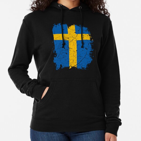 Distressed Sverige Flag Sweden Swedish Pride  Hoodie Pullover 