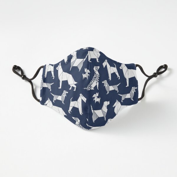 Origami doggie friends // oxford blue background paper Chihuahuas Dachshunds Corgis Beagles German Shepherds Collies Poodles Terriers Dalmatians Fitted 3-Layer
