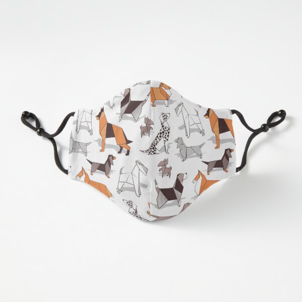 Origami doggie friends // white background paper Chihuahuas Dachshunds Corgis Beagles German Shepperds Collies Poodles Terriers Dalmatians Fitted 3-Layer