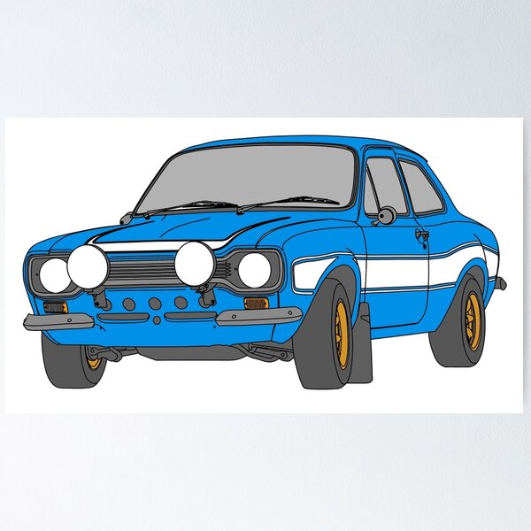Item preview, 1970 Ford Escort RS2000 Fast and Furious Paul Walker's car Black Outline Colour fill. designed and sold by Adamasage.