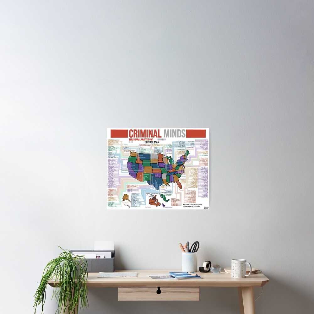 "Criminal Minds Episode Map" Poster by emilydoodles Redbubble