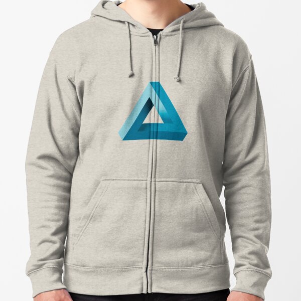 Penrose Triangle (Cyan) Zipped Hoodie