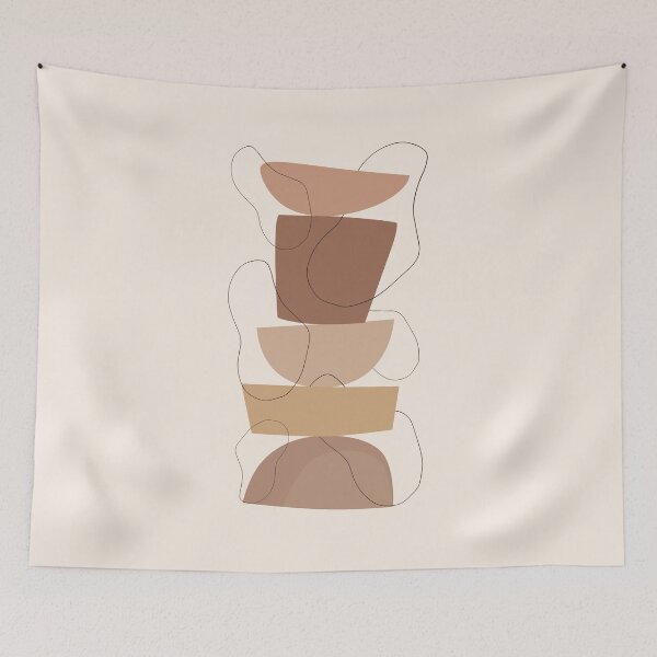 Item preview, Boho Abstract Shape Tower Warm Toned  minimalist Print designed and sold by zedonee.
