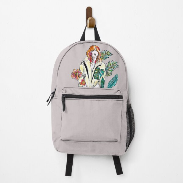 Item preview, Fashion Illustration - Woman in a Yellow Coat - Flowers and Big Green Leaves. designed and sold by FanitsaArt.