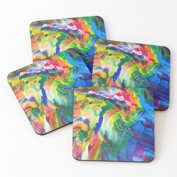 Item preview, Rainbow Waves acrylic abstract painting designed and sold by Color Splash Gallery.