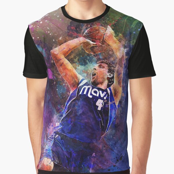 Vista previa del artículo con la obra «Dirk Nowitzki Mavericks Técnica mixta», diseñado y vendido por Pixel Drip.